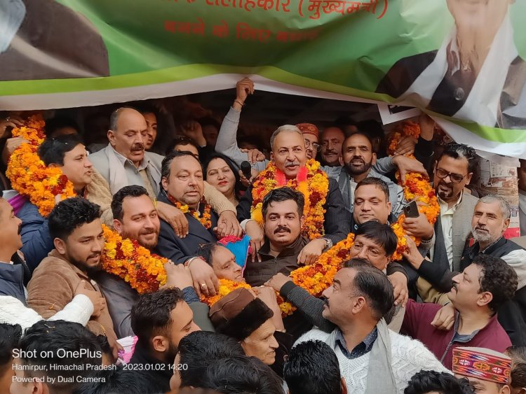 सुनील शर्मा बिट्टू का हमीरपुर पहुंचने पर गर्मजोशी के साथ स्वागत