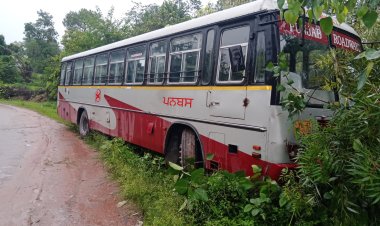 बस के हुए ब्रेक फेल, पुलिया से टकराई