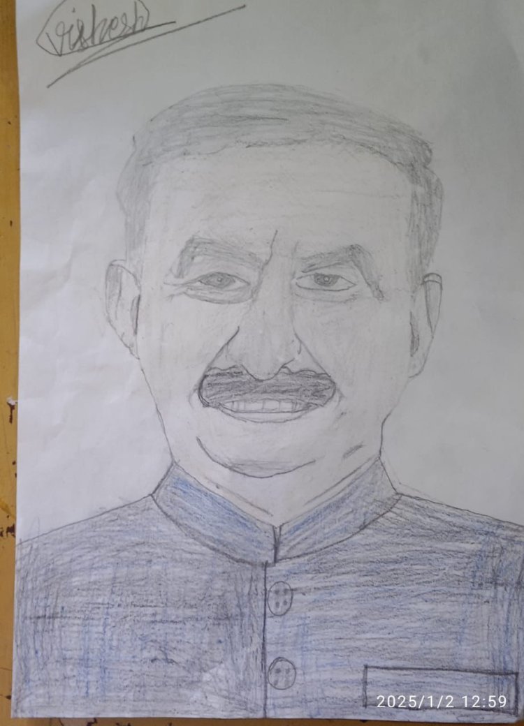 पहचान स्पेशल स्कूल हमीरपुर में पढ़ रहे छात्र विशेष ने प्रदेश के मुख्यमंत्री सुक्खू का बनाया स्कैच