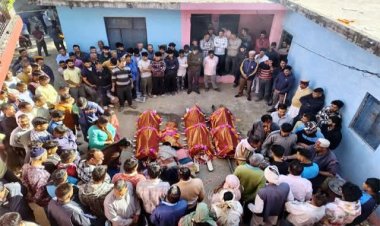 कार हादसे में मारे गए 5 लोगों का हुआ अंतिम संस्कार, एक ही घर से उठीं 4 अर्थियां