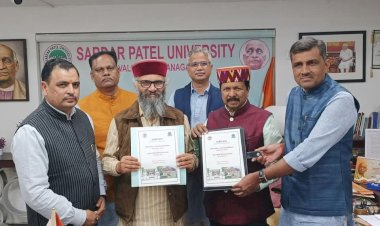 ठाकुर रामसिंह इतिहास  शोध संस्थान, नेरी एवं इतिहास विभाग, सरदार पटेल विश्वविद्यालय, वल्लभ विद्यानगर के मध्य समझौता ज्ञापन पर हस्ताक्षर