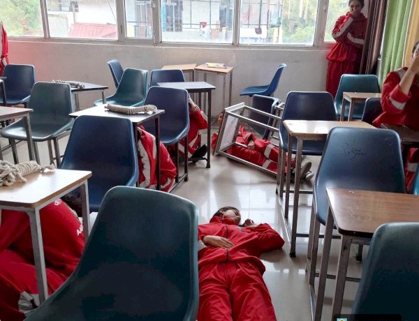 गौतम महाविद्यालय में शेक आउट ड्रिल का आयोजन